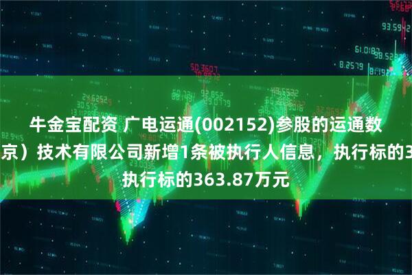 牛金宝配资 广电运通(002152)参股的运通数字空间（北京）技术有限公司新增1条被执行人信息，执行标的363.87万元
